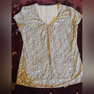 Merona Gray and White Relaxed Fit Short Sleeve Tee